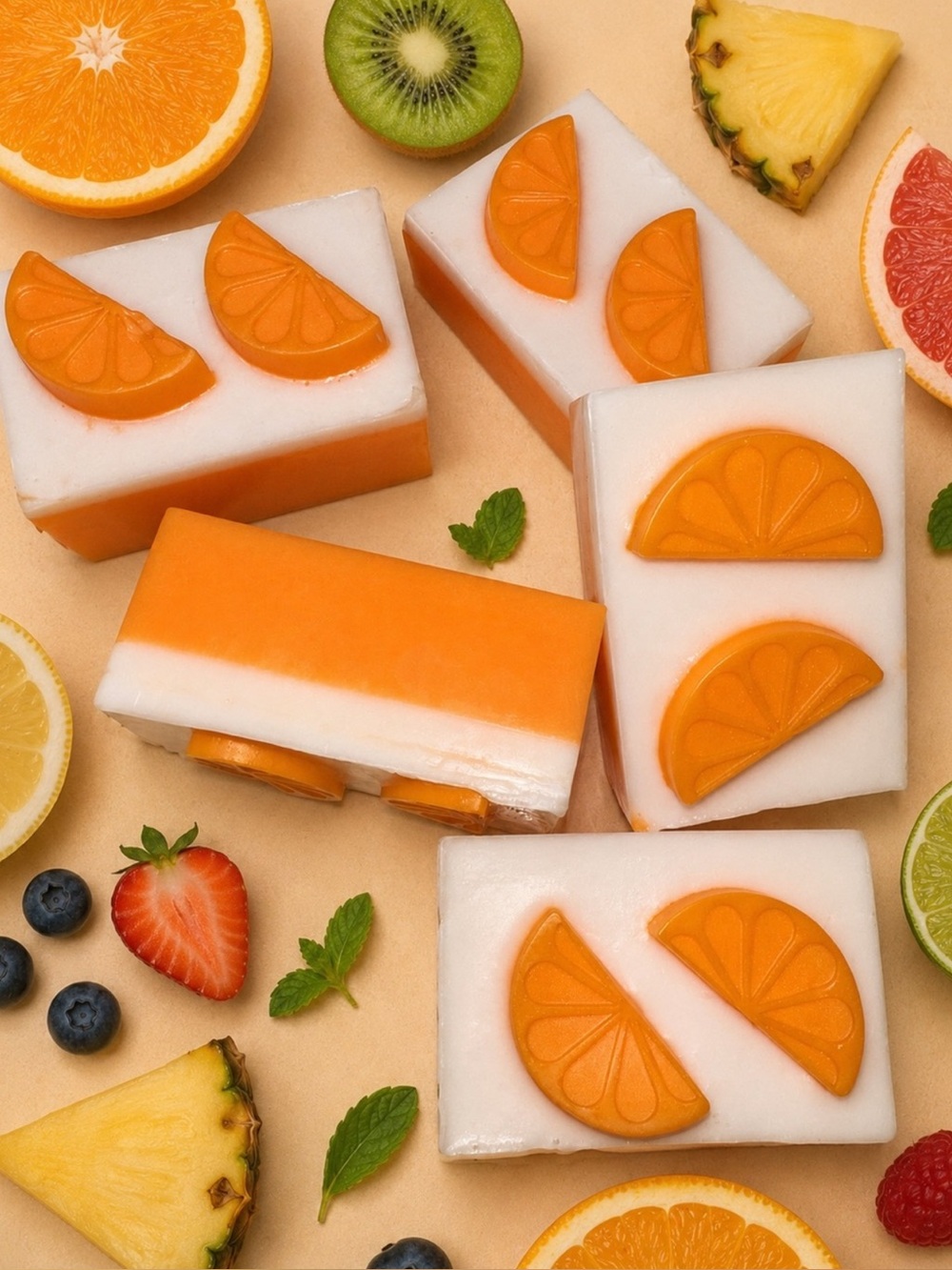 Fruit slices soap bar 🍊🍎🍓🍍🥥🍉🥝